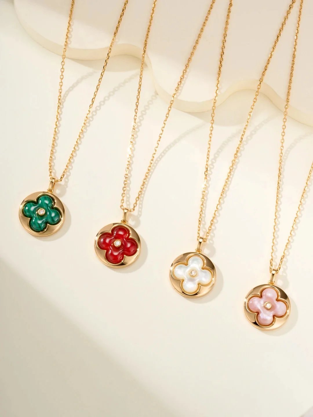 Louis Vuitton Monogram Flower Pendant Necklace Red Gold Jewelry - 2