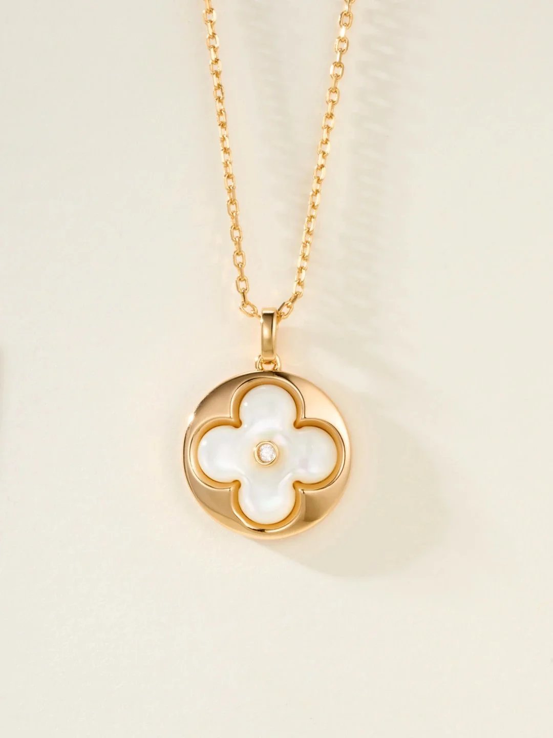 Louis Vuitton Monogram Flower Pendant Necklace Red Gold Jewelry - 3