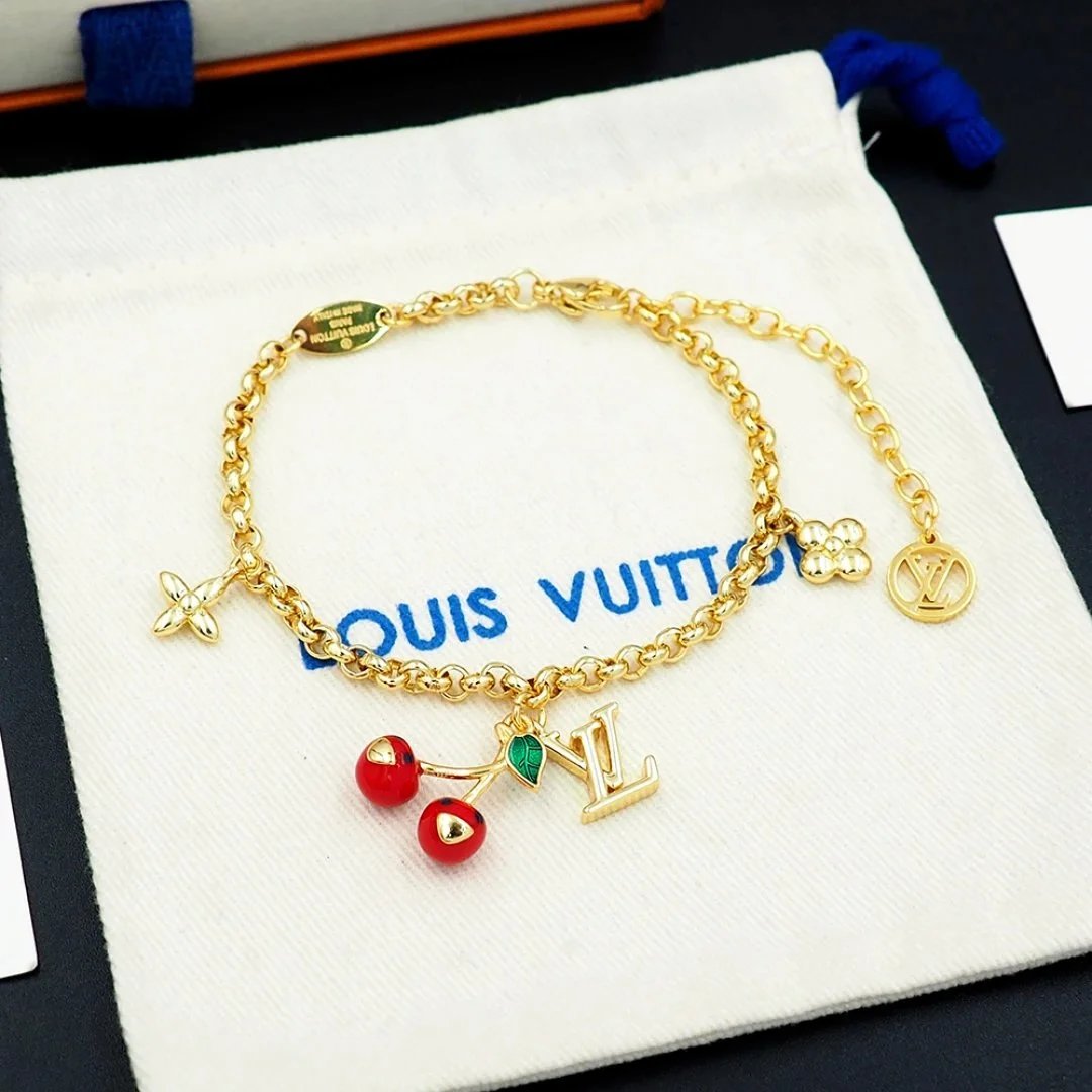 Louis Vuitton Cherry Charm Bracelet Gold Jewelry - 2