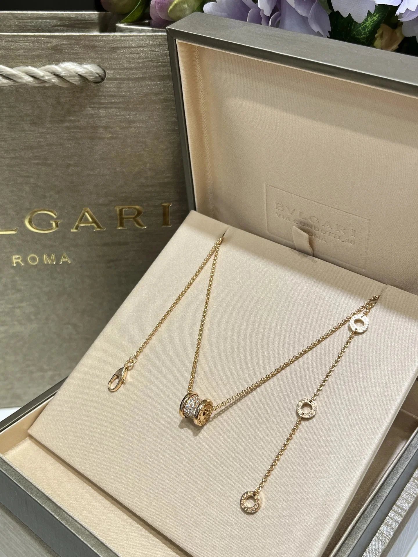 Bvlgari B.zero1 Rose Gold Diamond Necklace Jewelry - 5