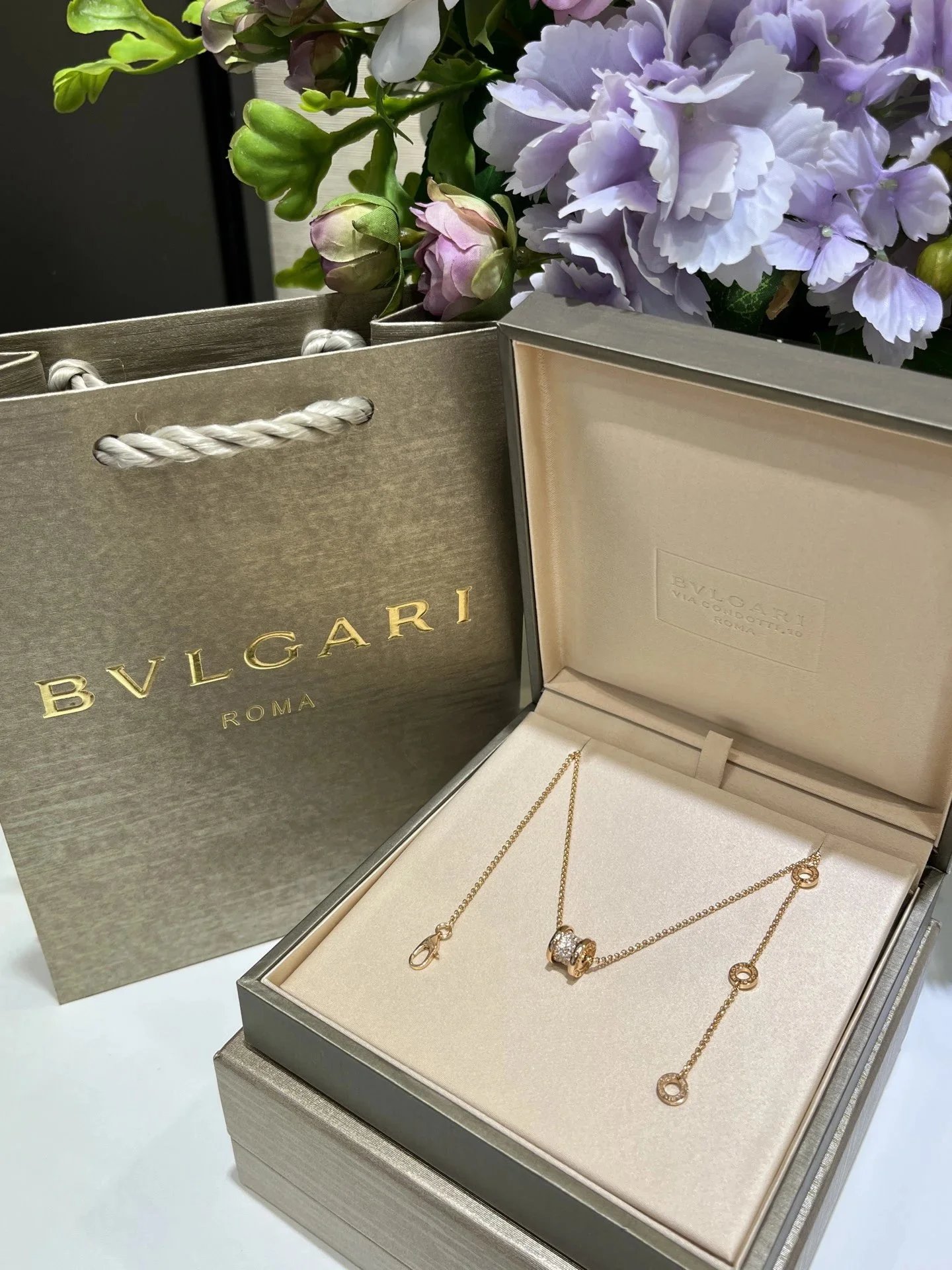 Bvlgari B.zero1 Rose Gold Diamond Necklace Jewelry - 2