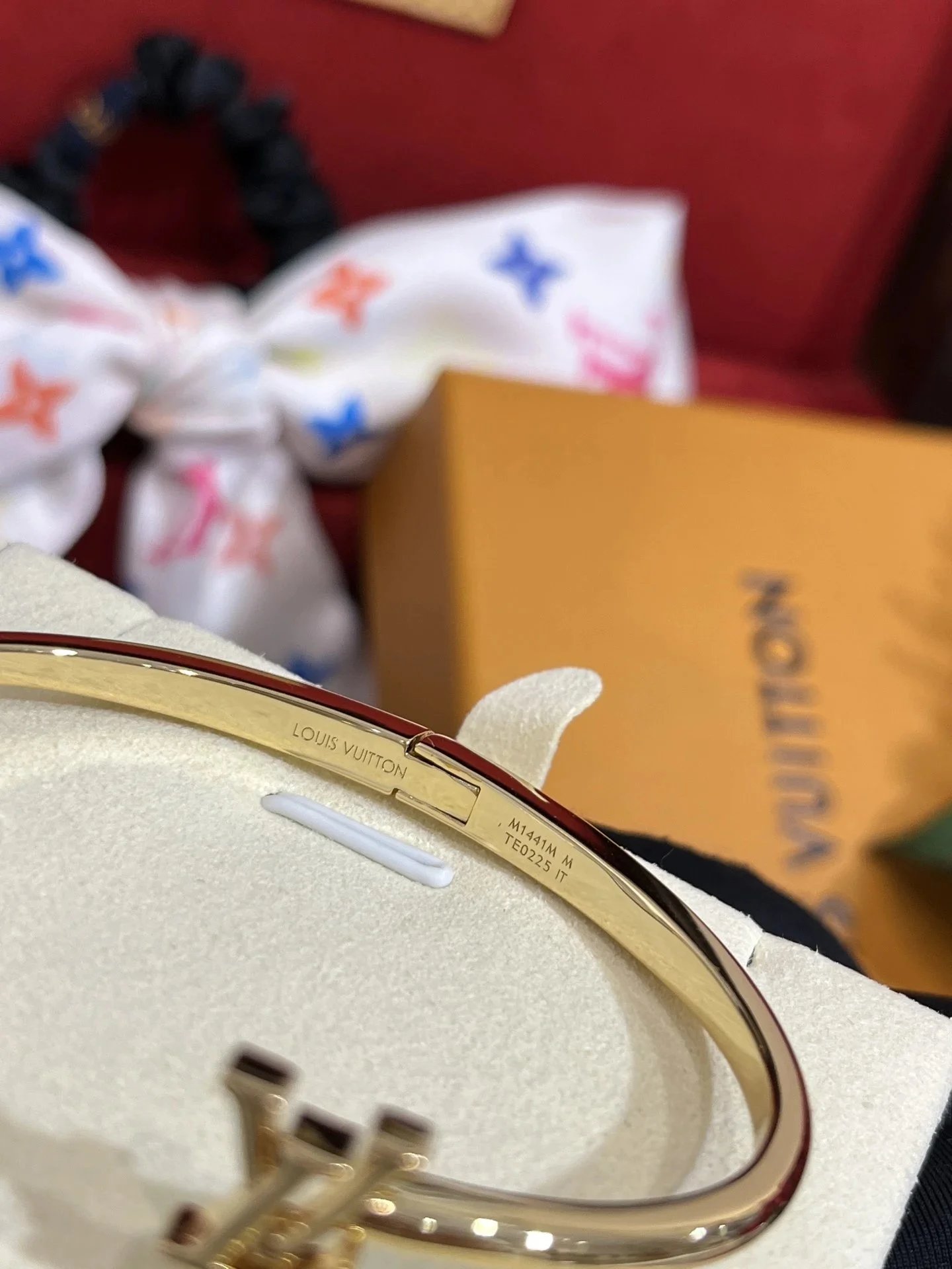 Louis Vuitton Monogram Flower Bangle Gold Bracelet Jewelry - 6