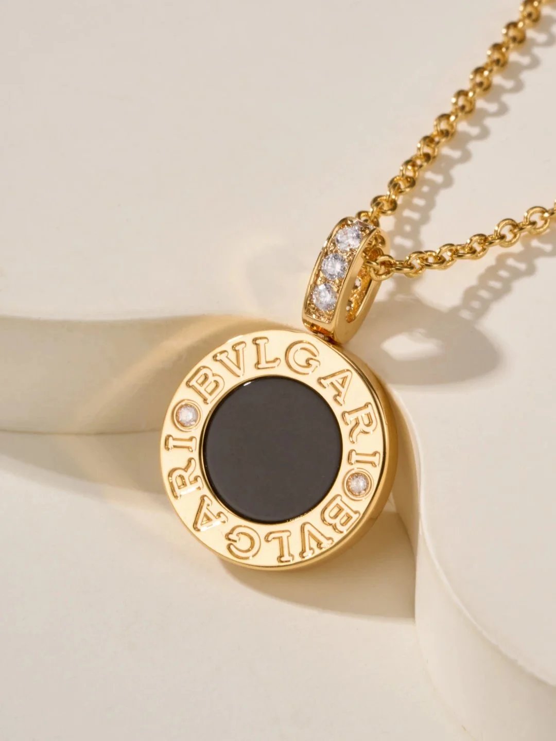 Bvlgari B.zero1 Disc Pendant Necklace Gold Black Onyx Jewelry - 3
