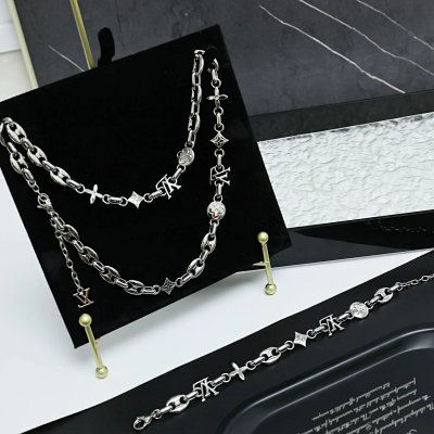 Louis Vuitton LV Chain Necklace & Bracelet Set