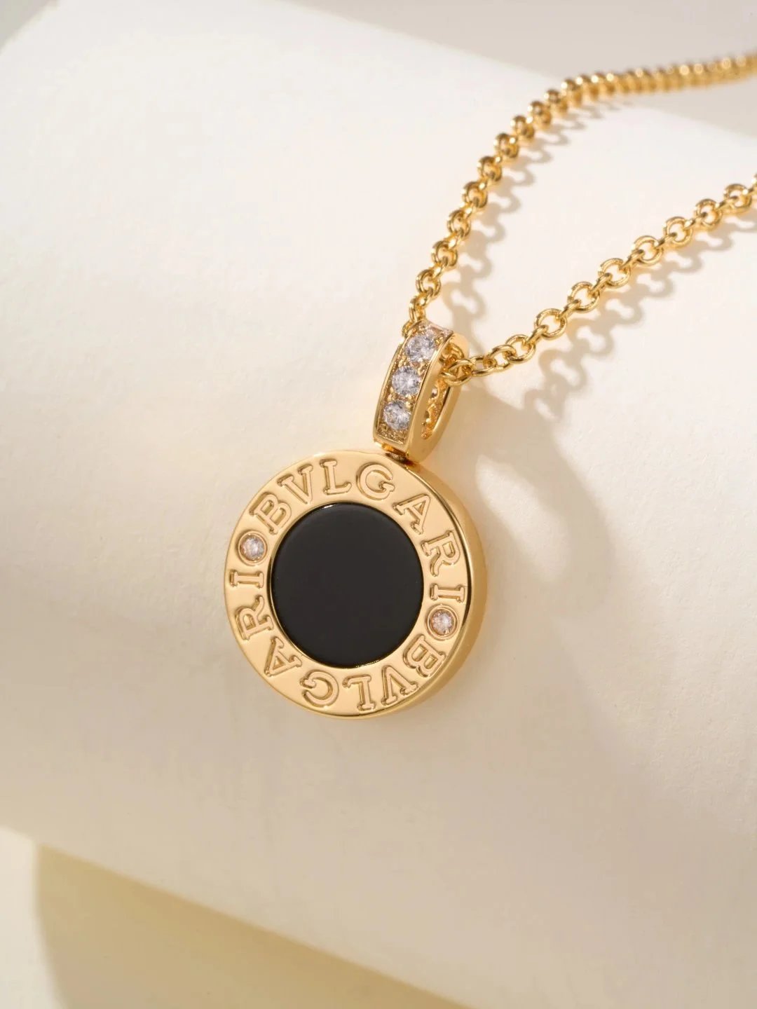 Bvlgari B.zero1 Disc Pendant Necklace Gold Black Onyx Jewelry - 5