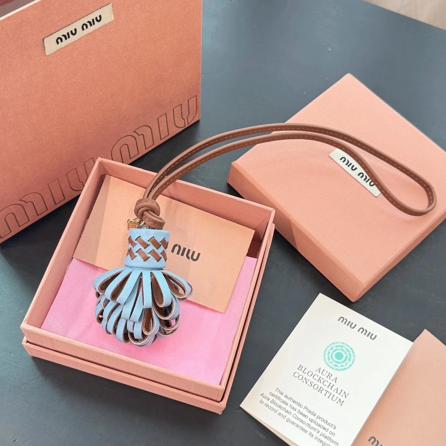 Miu Miu Leather Tassel Keychain