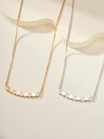 Tiffany & Co. Hexagon Diamond Bar Necklace [2 styles]