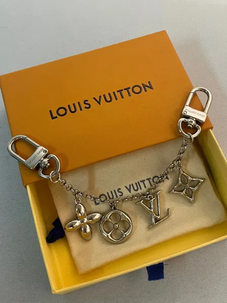Louis Vuitton Monogram Charm Keychain Silver Jewelry - 3