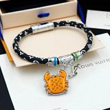 Louis Vuitton Monogram Leather Bracelet with Crab Charm