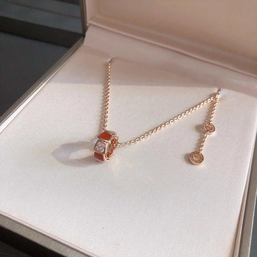 Bvlgari Serpenti Viper Carnelian and Diamond Pendant Necklace - 007527