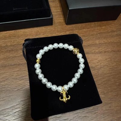 Chrome Hearts Fleur-de-Lis Pearl Bracelet