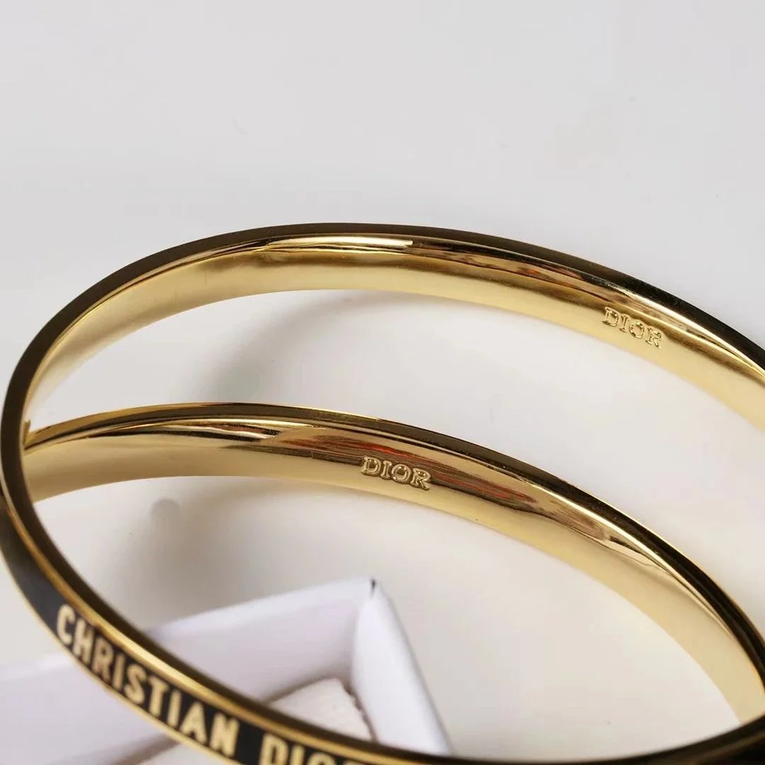 Dior La D de Dior White Enamel Gold-Tone Bangle Bracelet Jewelry - 9