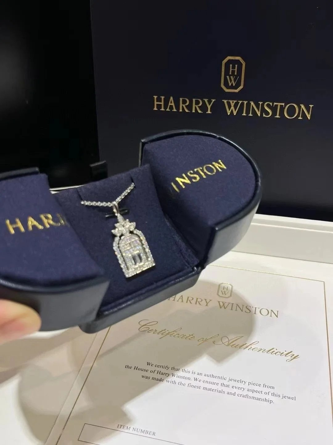 Harry Winston Diamond Birdcage Pendant Necklace