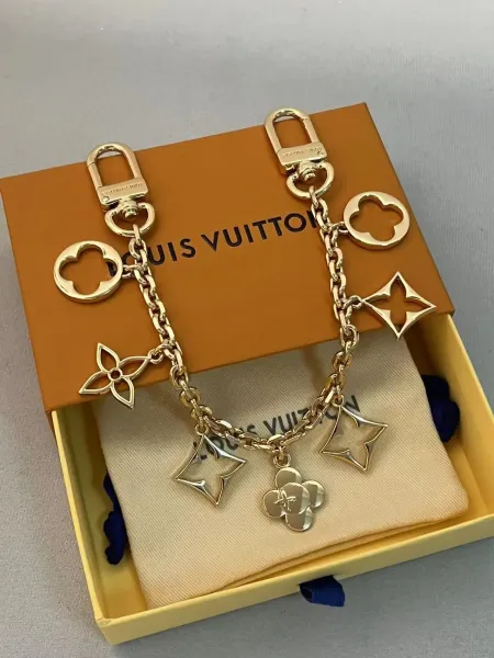 Louis Vuitton Monogram World Tour Charm Keychain Gold Jewelry - 3