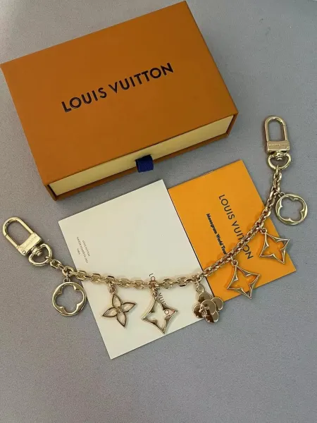 Louis Vuitton Monogram World Tour Charm Keychain Gold Jewelry - 1