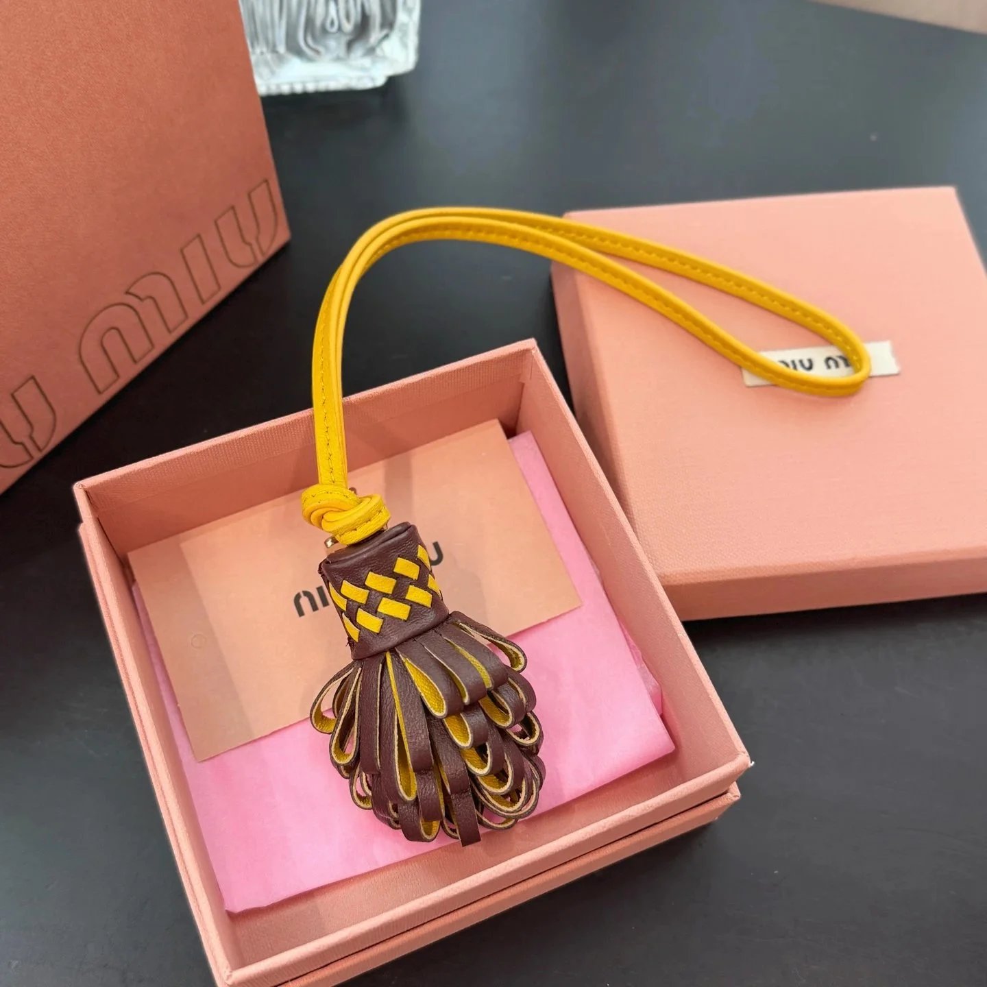 Miu Miu Leather Tassel Keychain