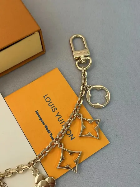 Louis Vuitton Monogram World Tour Charm Keychain Gold Jewelry - 6