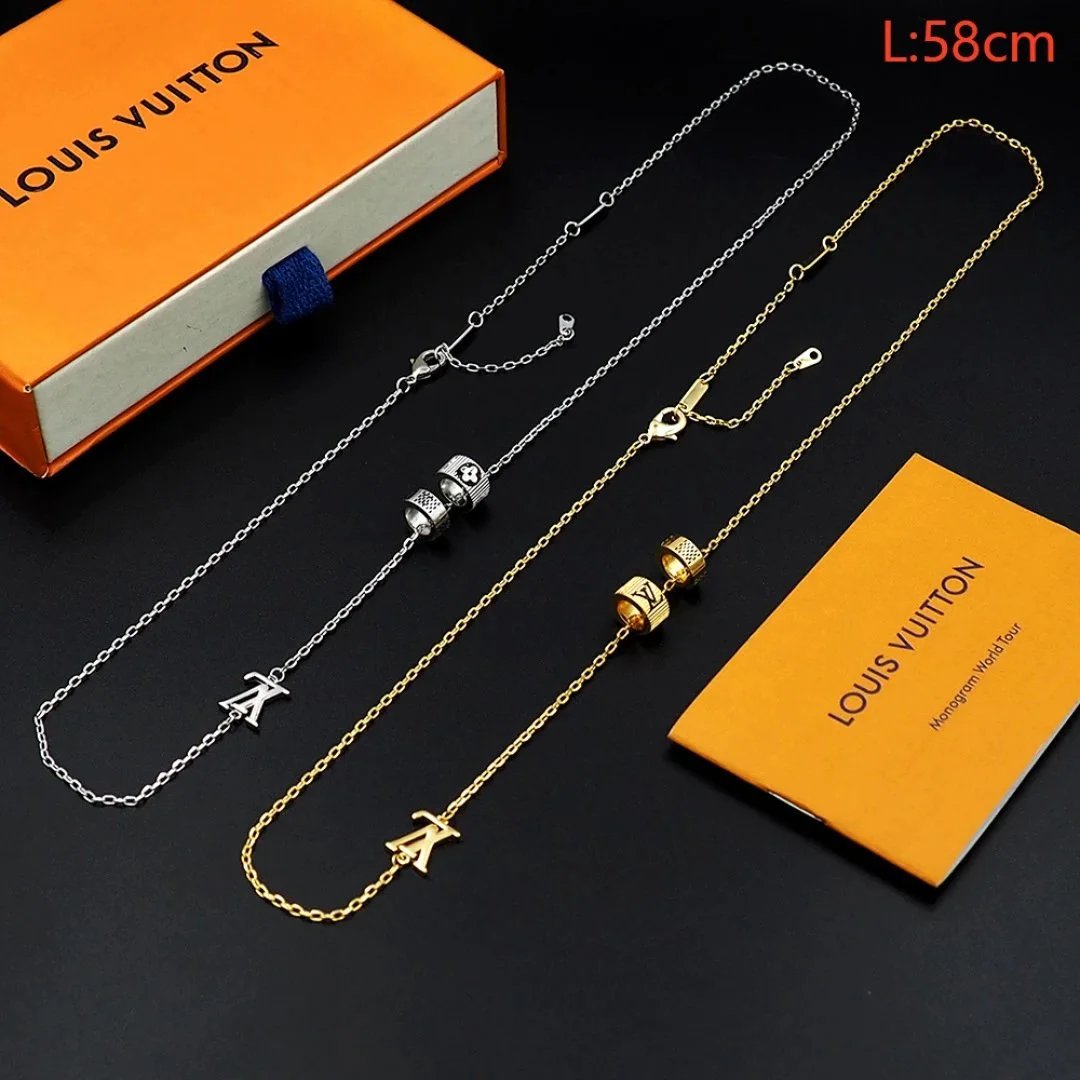 Louis Vuitton Logo Cross Necklace - 006523