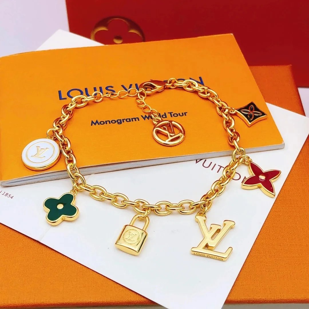 Louis Vuitton Monogram Vivienne Charm Bracelet Gold Multicolor Jewelry - 3