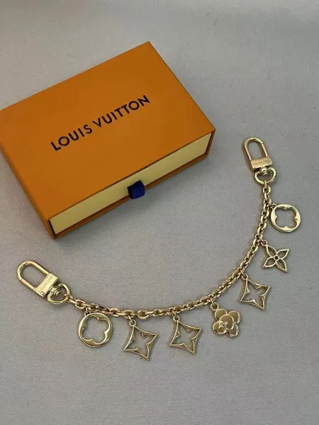 Louis Vuitton Monogram World Tour Charm Keychain Gold Jewelry - 4
