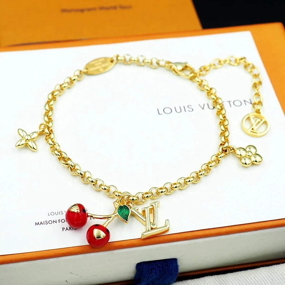 Louis Vuitton Cherry Charm Bracelet Gold Jewelry - 8