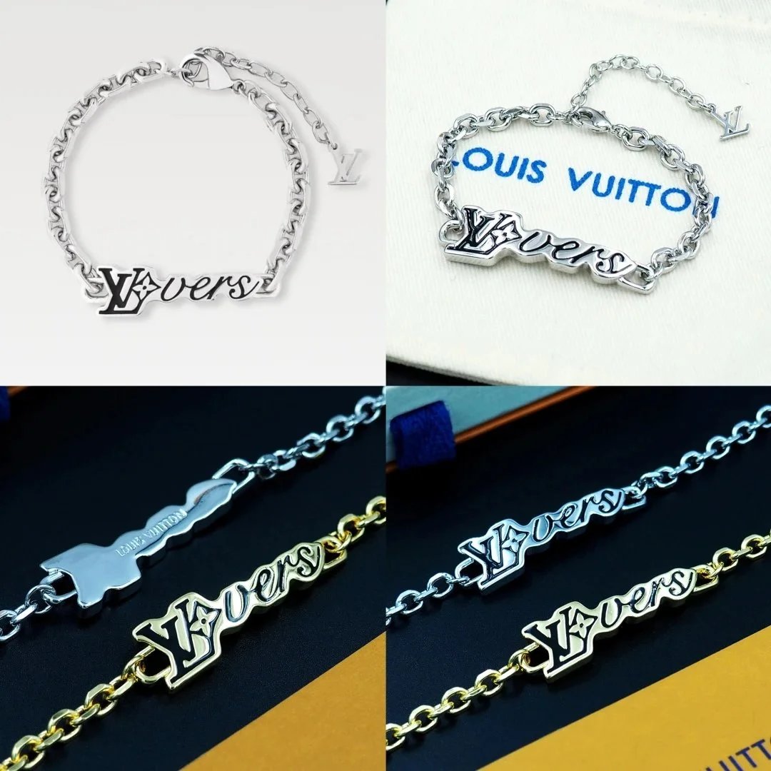 Louis Vuitton Monogram World Tour Chain Bracelet Silver and Gold Jewelry - 2