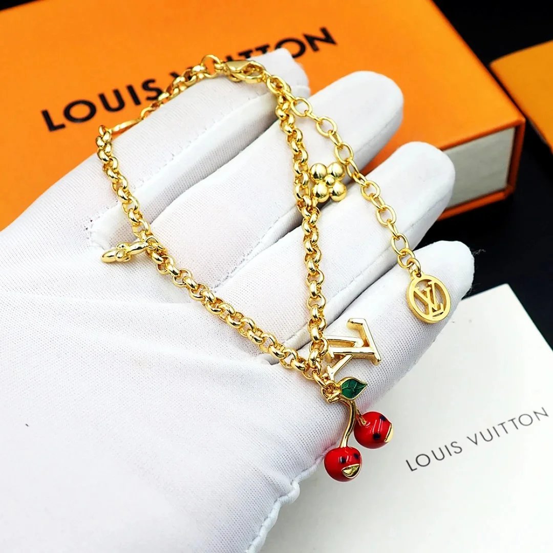 Louis Vuitton Cherry Charm Bracelet Gold Jewelry - 5