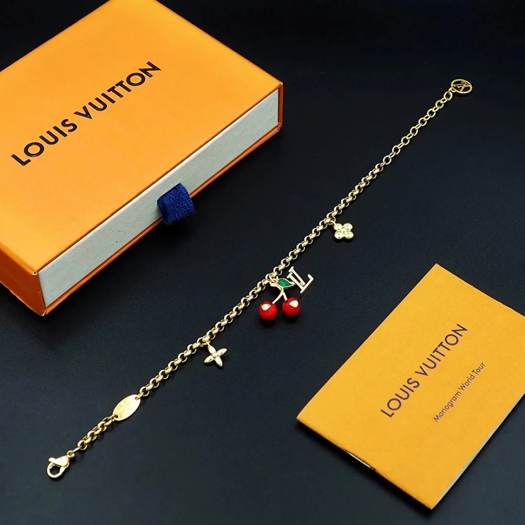 Louis Vuitton Cherry Charm Bracelet Gold Jewelry - 7