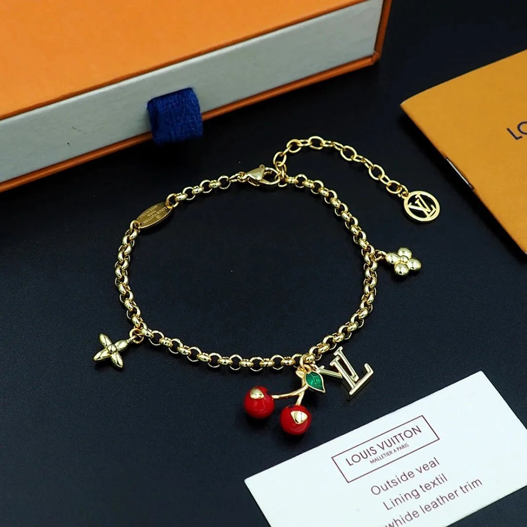 Louis Vuitton Cherry Charm Bracelet Gold Jewelry - 3