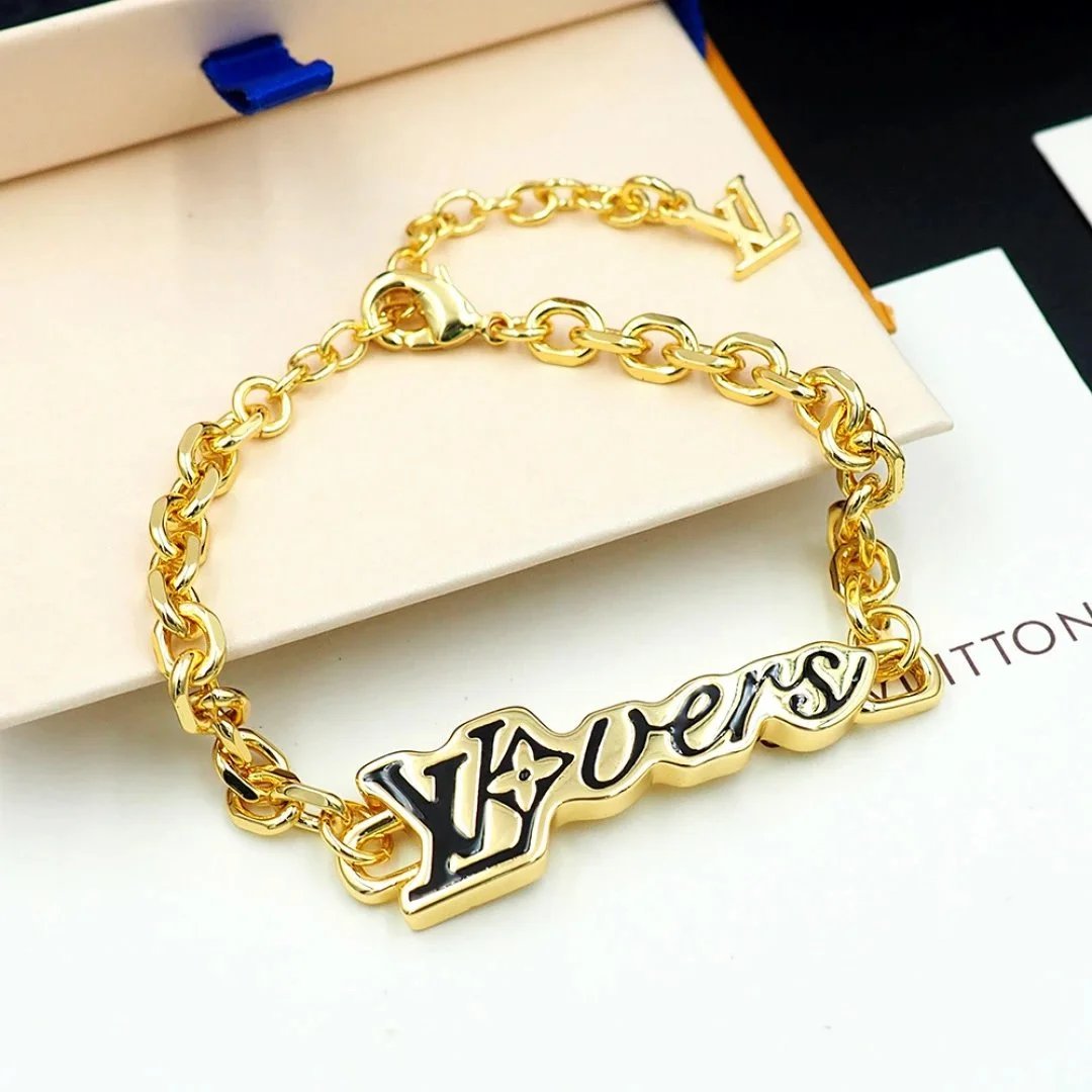 Louis Vuitton Monogram World Tour Chain Bracelet Silver and Gold Jewelry - 6