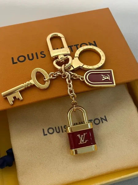 Louis Vuitton Monogram Lock Keychain Burgundy Gold Accessories - 1