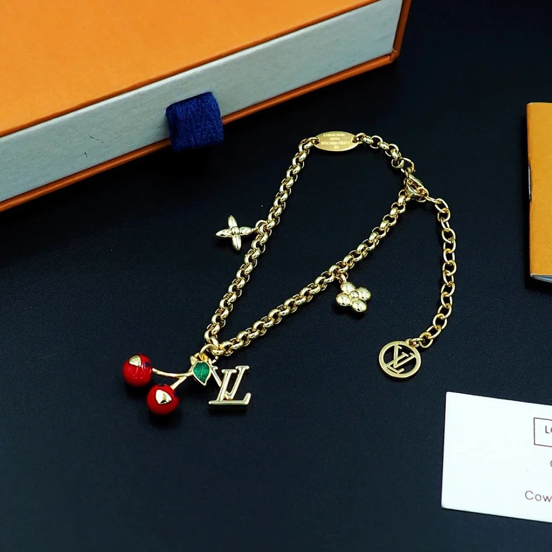 Louis Vuitton Cherry Charm Bracelet Gold Jewelry - 4