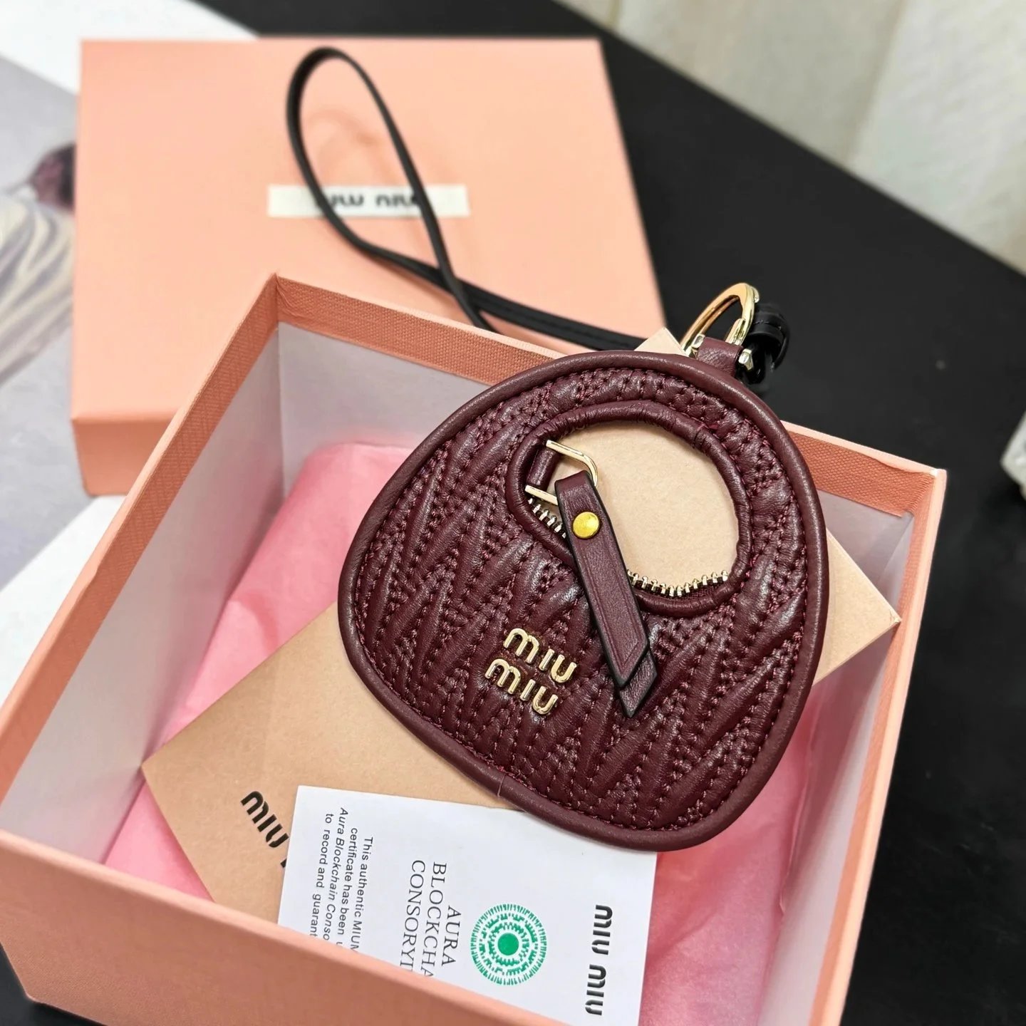 Miu Miu Quilted Keyholder Keychain Wallet
