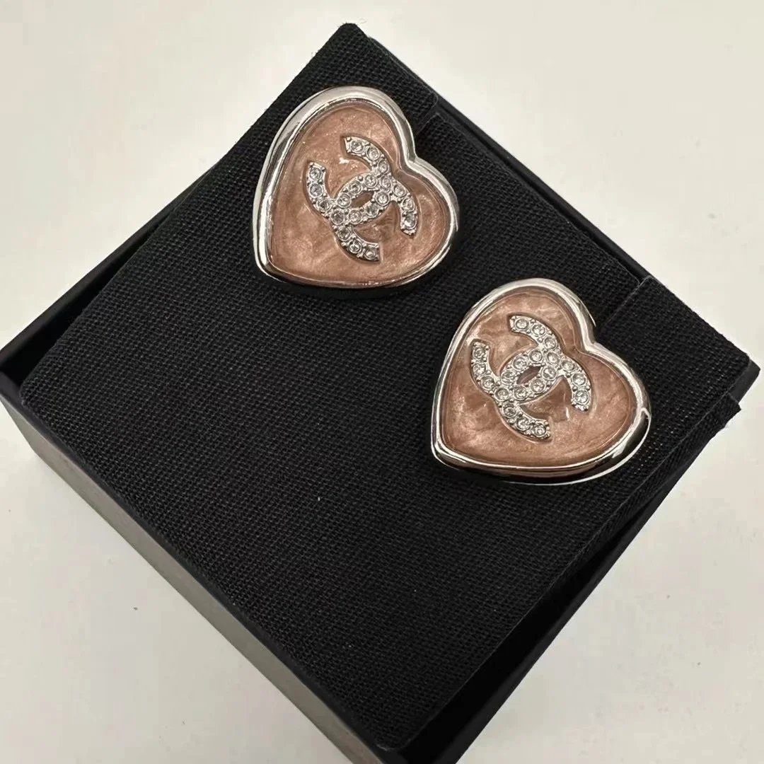 Chanel Heart-shaped CC Logo Earrings