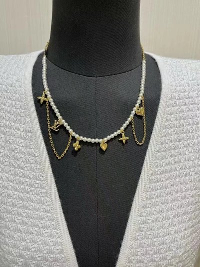 Louis Vuitton Pearl-Effect Monogram Charm Necklace