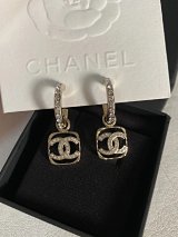 Chanel CC Logo Hoop Earrings