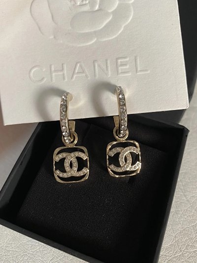 Chanel CC Logo Hoop Earrings
