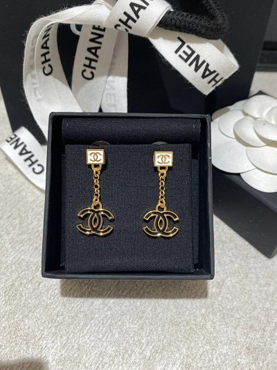 Chanel CC Logo Drop Earrings
