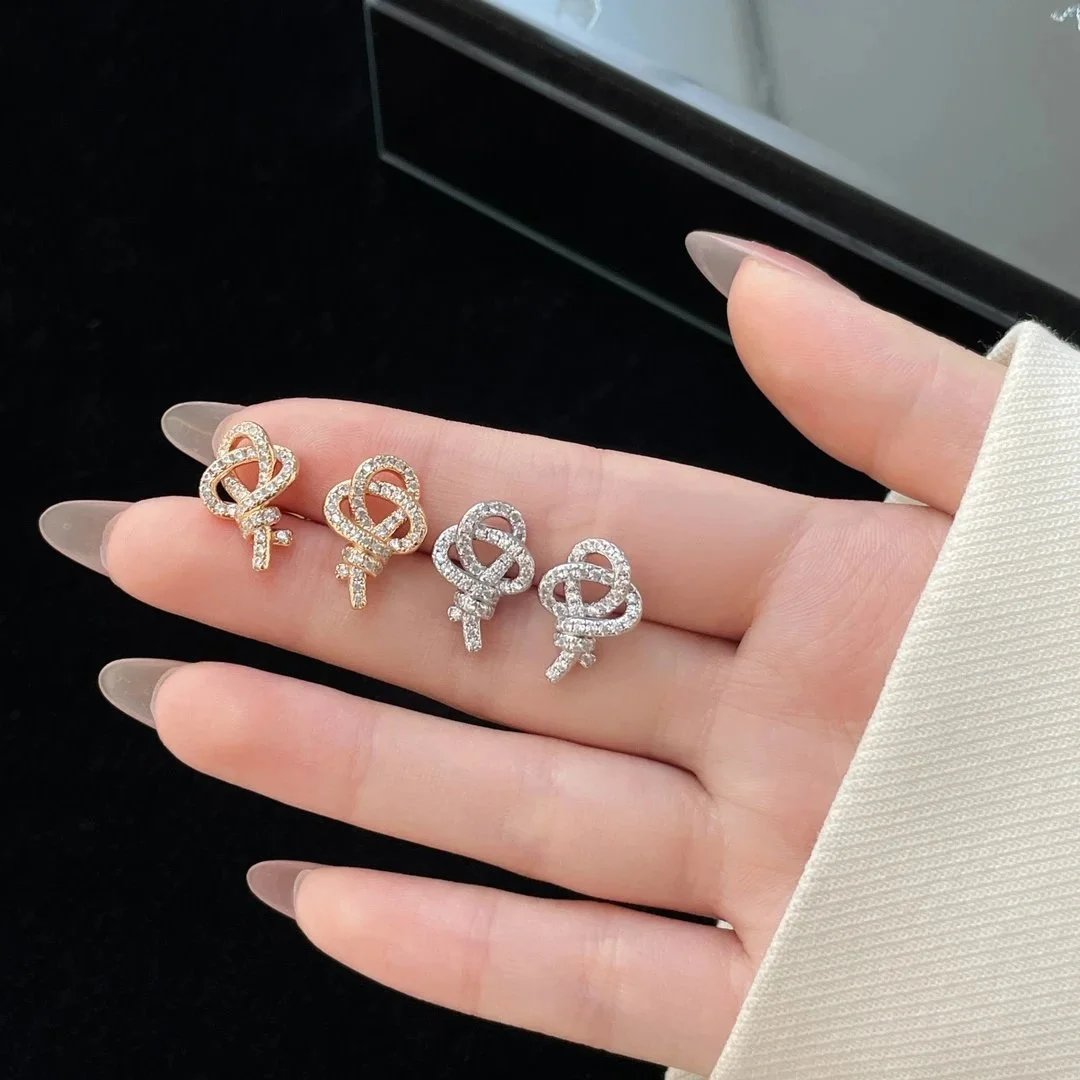 Knot Design Crystal Stud Earrings [2 styles]