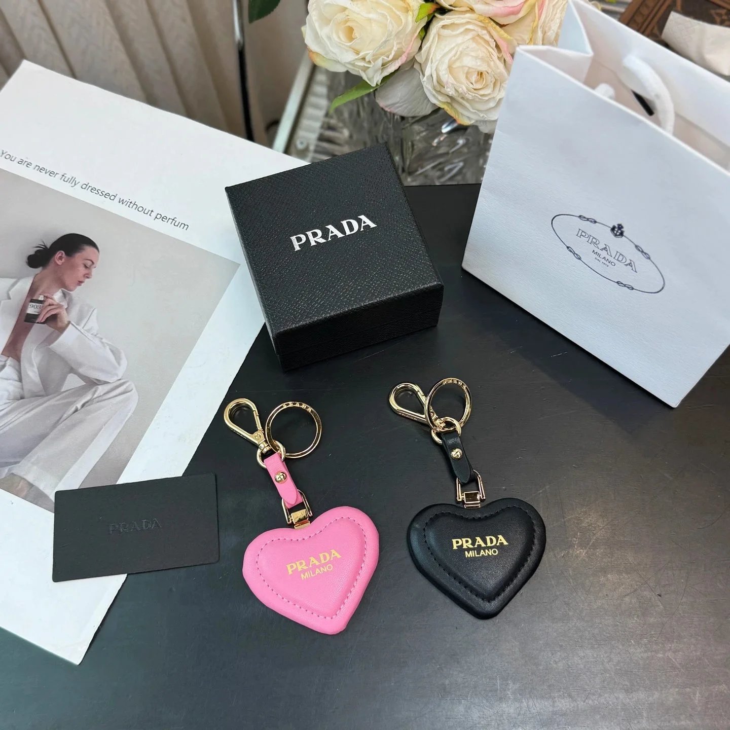Prada Heart Keyring