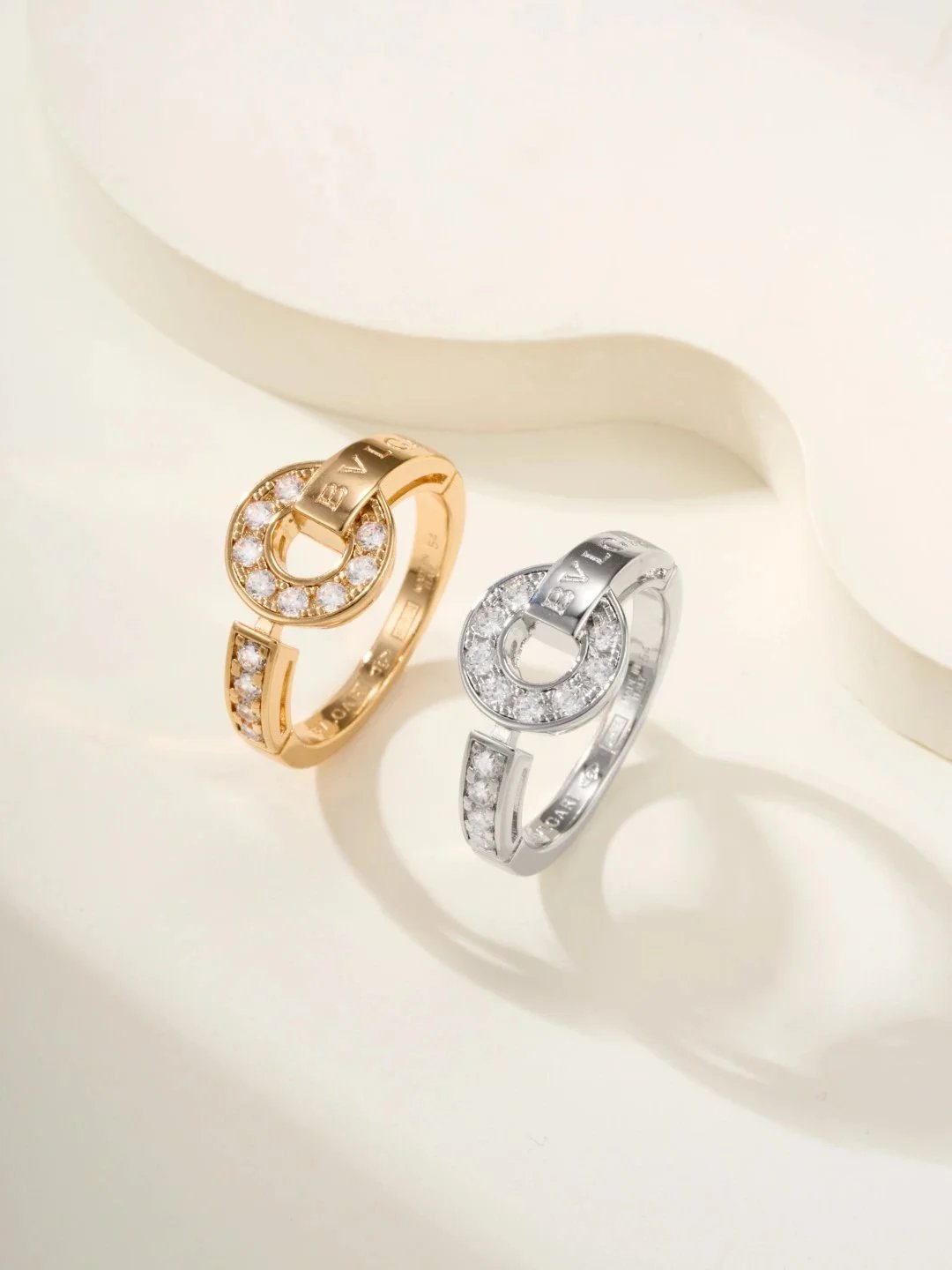 BVLGARI BVLGARI Open Work Pavé Diamond Ring Collection - 007591