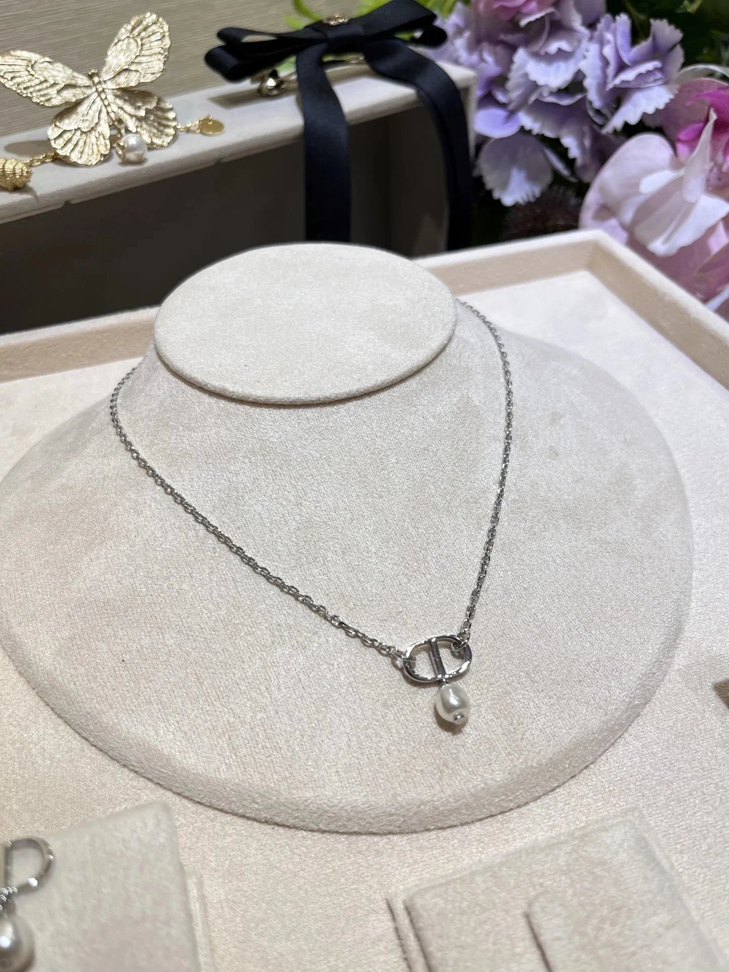 Dior Logo Cross Necklace - 006638