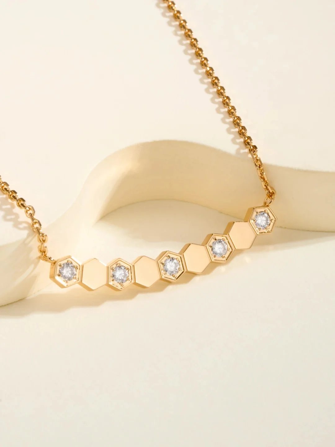 FRED Hexagon Diamond Necklace Gold Jewelry - 7