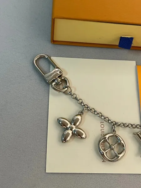 Louis Vuitton Monogram Charm Keychain Silver Jewelry - 5