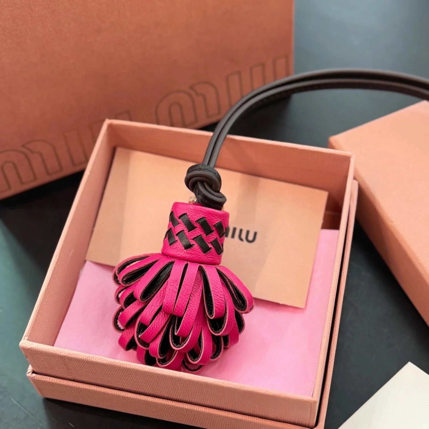 Miu Miu Leather Tassel Keychain