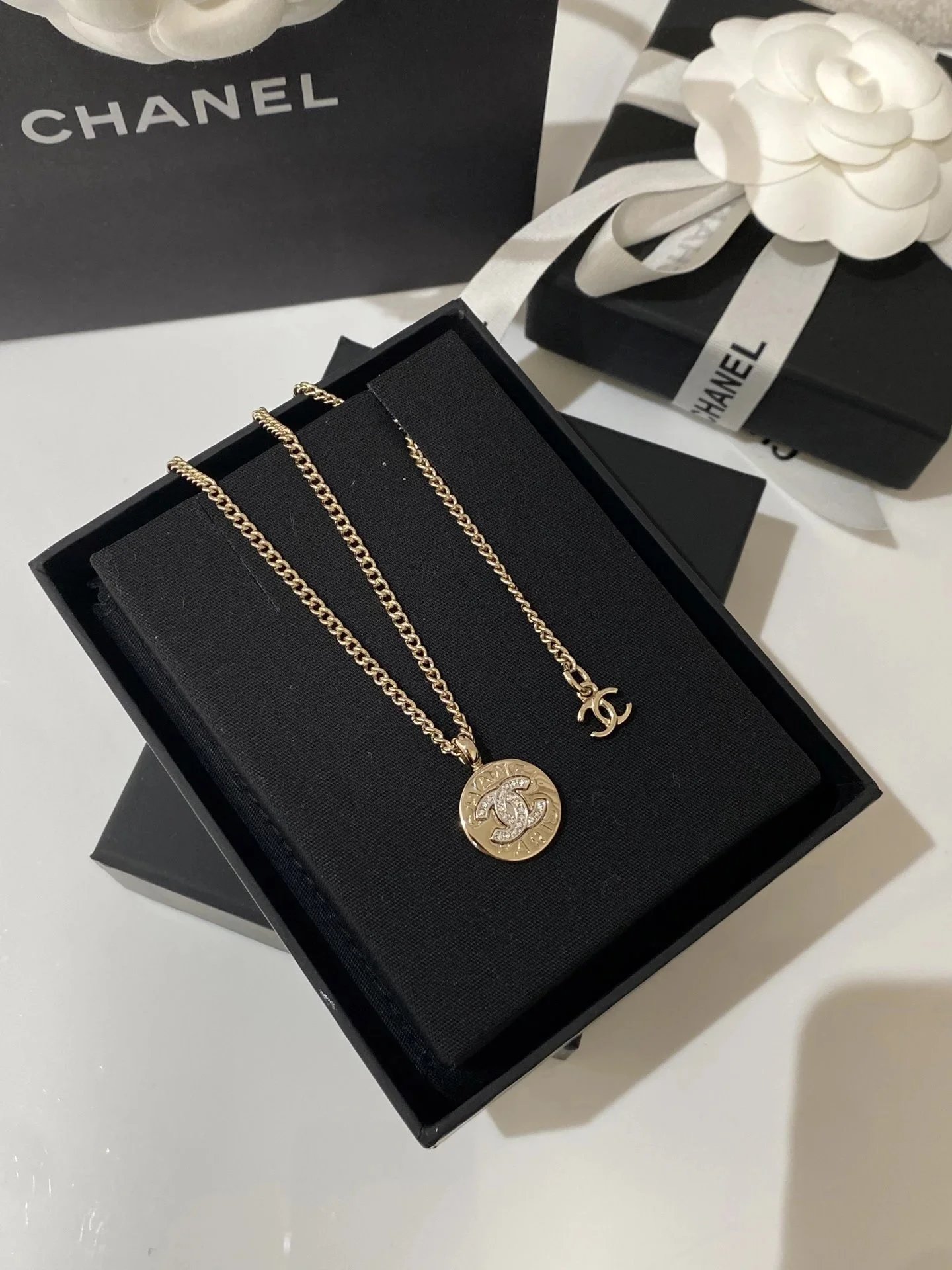 Chanel Color-Block Pendant Necklace