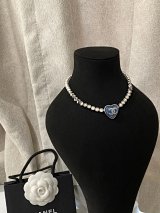 Chanel Heart Charm Pearl and Crystal Necklace