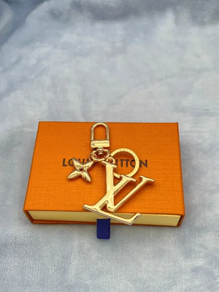 Louis Vuitton Monogram World Tour LV Logo Keychain Gold Accessories - 5
