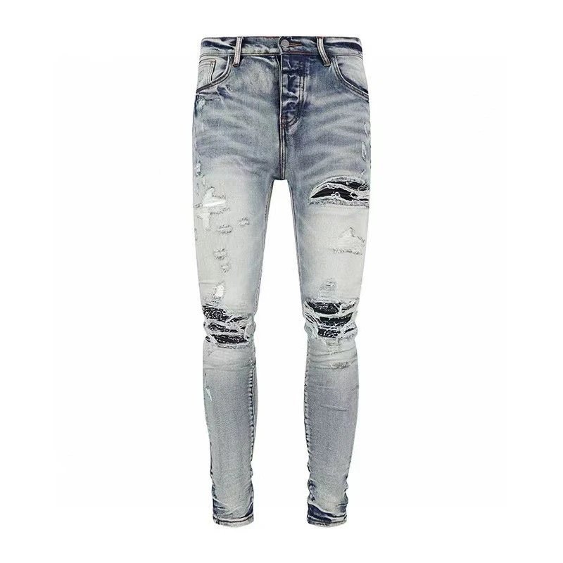 Youth Fashion Ripped Patch Jeans Private Agent WhatsApp +86 13205056391