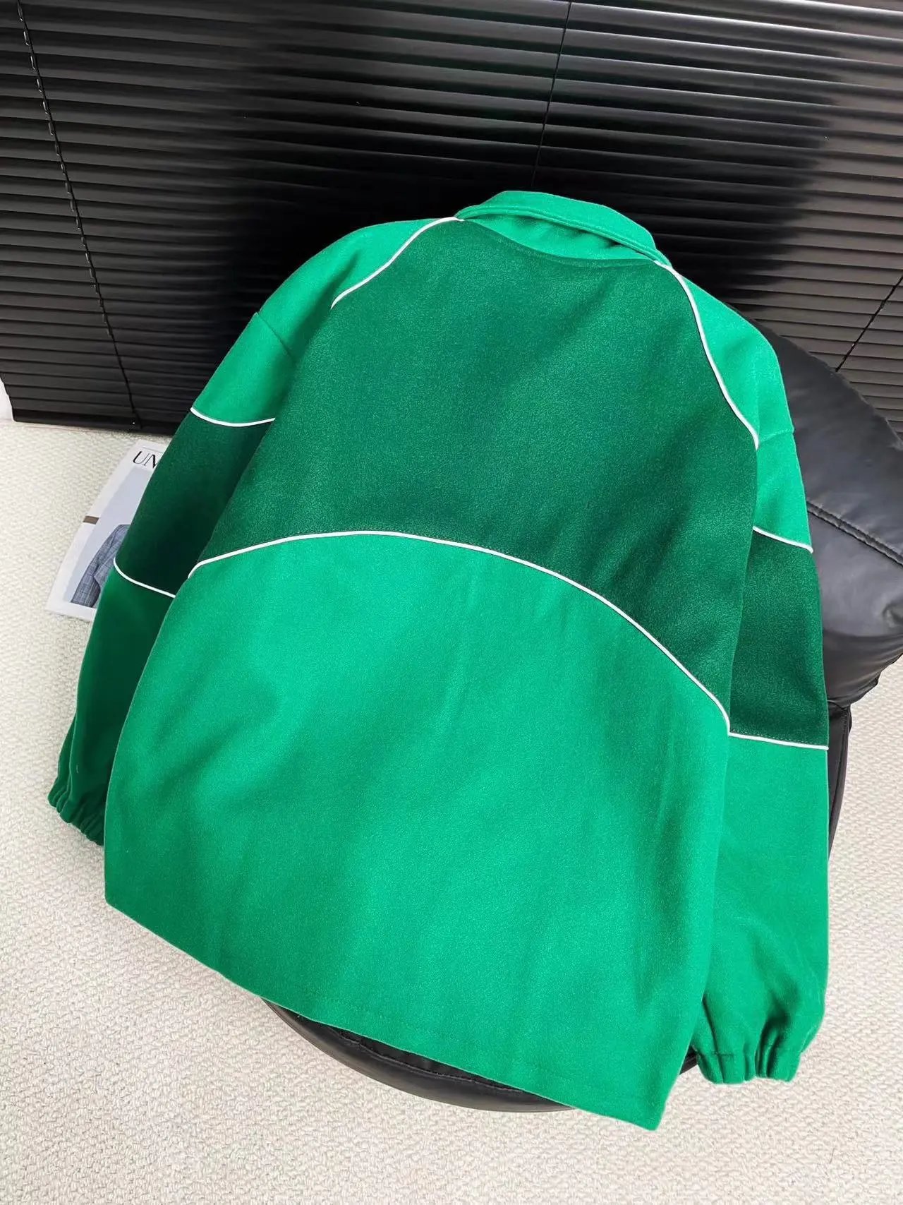 Union Varsity Jacket Emerald Green with Embroidered Logo Outerwear - 18